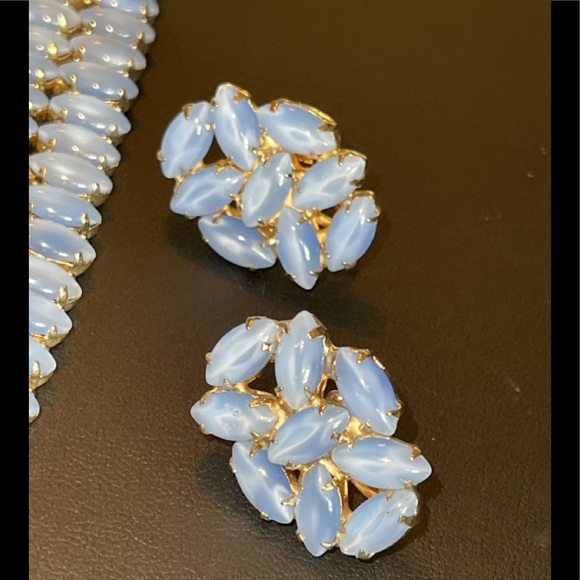 Blue Glass Opaline Demi Parure Bracelet & Earrings 😍 SET … oh, the COLOR 🤩 - Picture 8 of 17